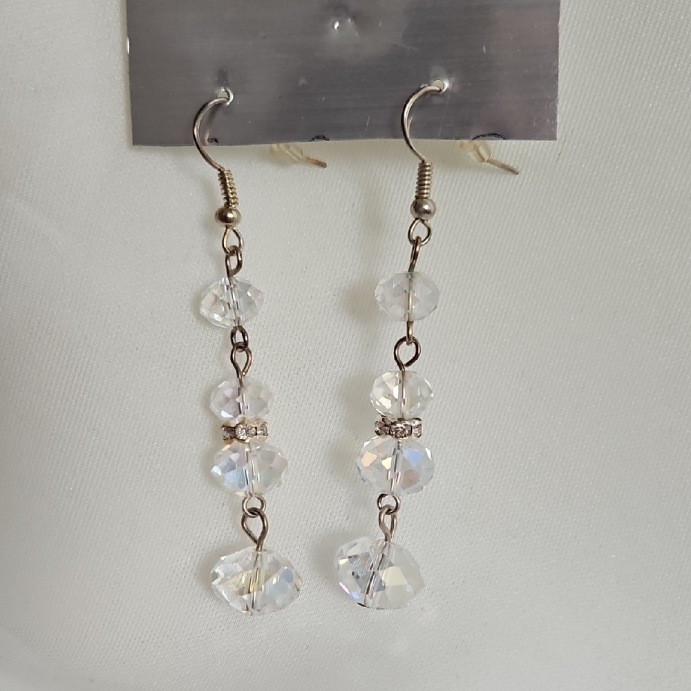 Vintage Silver Crystal Drop Earrings